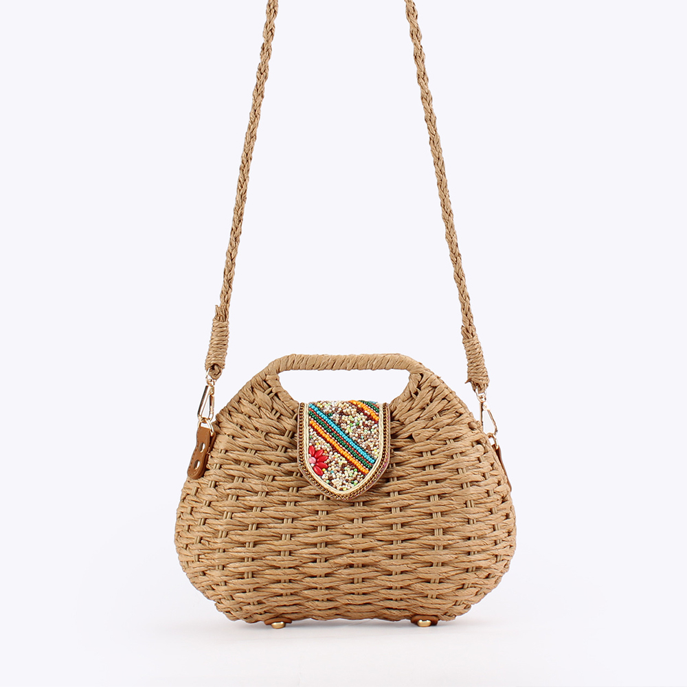 Paper Straw Color - Tas Tangan Wanita Manik-Manik Warna-Warni, Tas