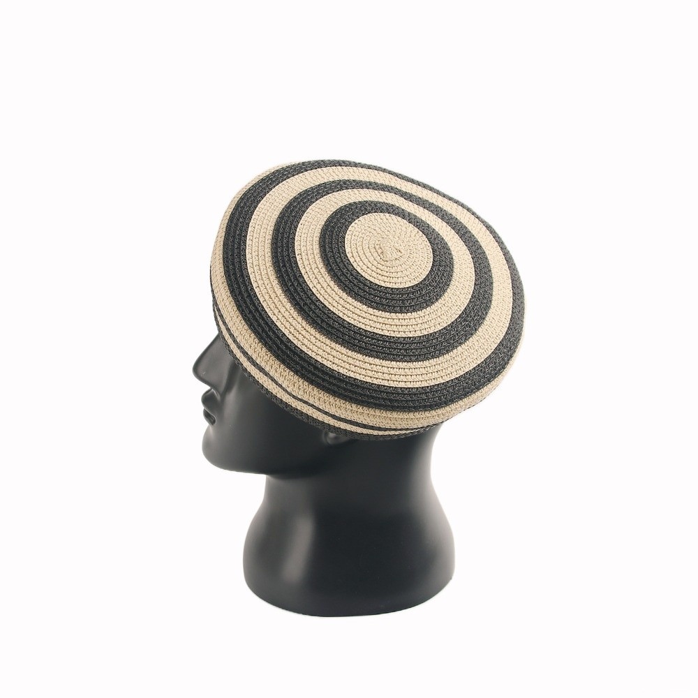 Paper Straw Color - Topi Pantai Motif Garis-garis, Topi Jerami