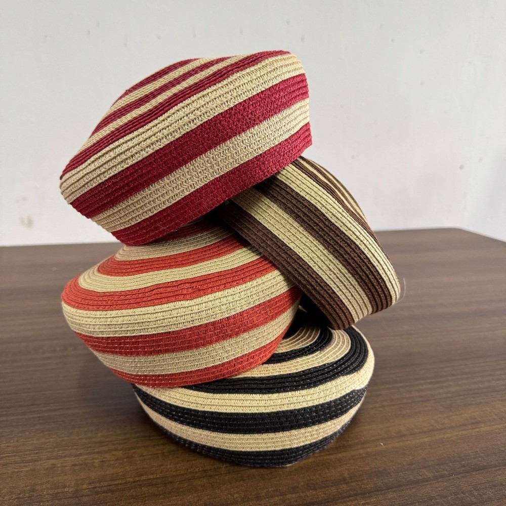 Topi Pantai Motif Garis-garis, - Paper Straw Color ulasan dan harga