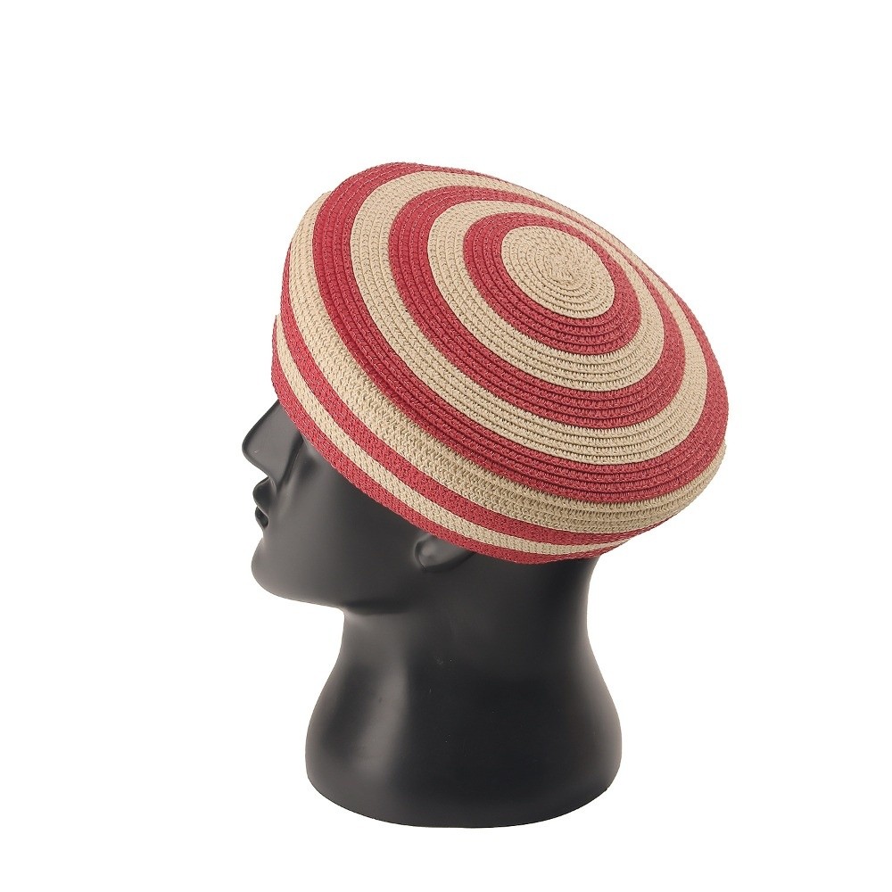Topi Pantai Motif Garis-garis, - Paper Straw Color ulasan dan harga