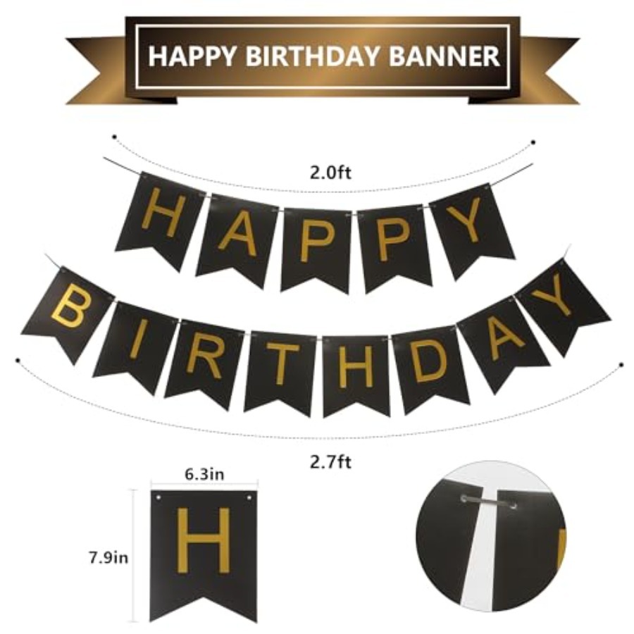 Spanduk Bergaris Hitam dan Ema - Party Banner Gold ulasan dan harga
